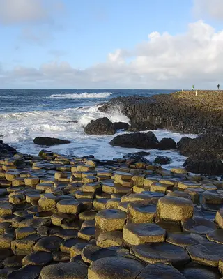 Basalt columns of the Giant's Causeway stepping down into the sea