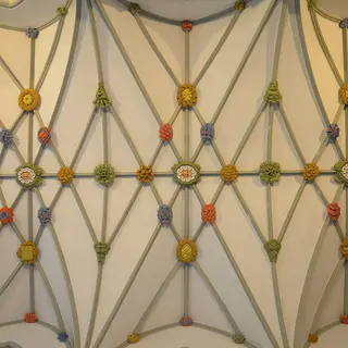 The painted vaulted ceiling of St Carthage's Cathedral in Lismore