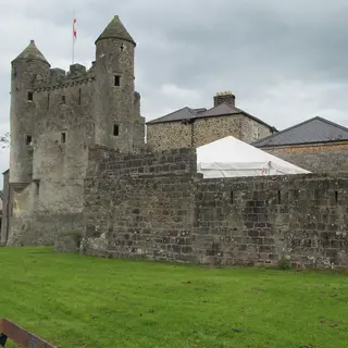The keep of Enniskillen Castle with its two corner turrets rising above the curtain wall