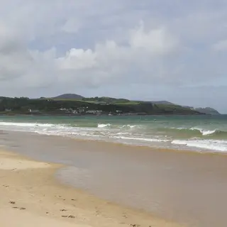 The long sandy strand at Culdaff on a breezy day