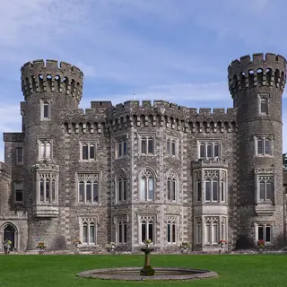 Johnstown Castle, its towers and battlements above the lawn